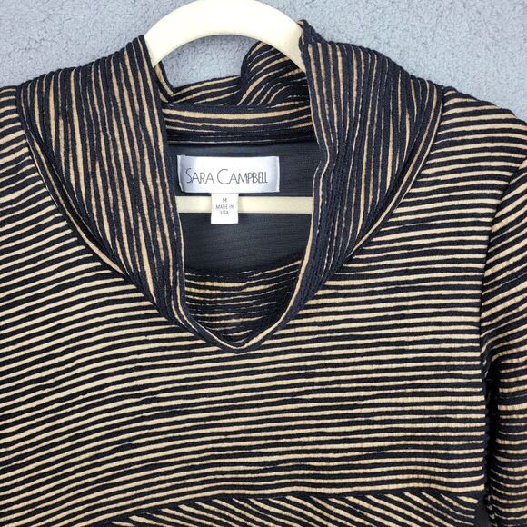 Sara Campbell Midi Wool Blend Cowl Neck Sweater Dress Striped Cozy Trending - Picture 3 of 13